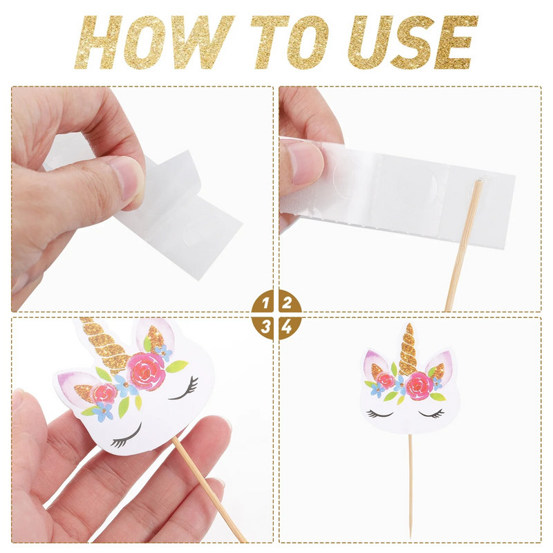 48 vnt Gimtadienio torto puošmena Vaisių pyragai Dovanų dangtelis Medinis Vienaragis Vėliavos Keksiukų rinktukai Kūdikių berniukų Popieriniai puodeliai