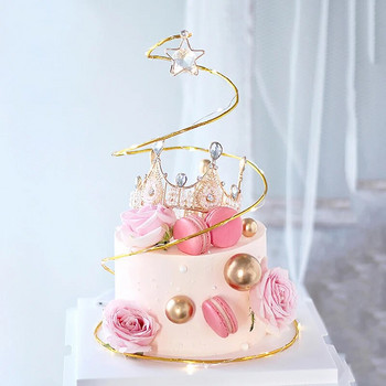 1 бр. торта, украсена със златни, сребърни кристални звезди, кръгове, дървета на желанията, рокля, орнаменти, поставка за торта, украса на рамка