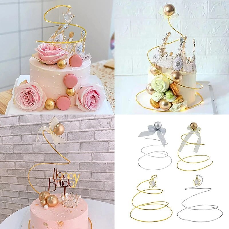 1 buc Tort decorat cu auriu, argintiu, cristal, stele, cercuri, copaci dorințe, ornamente pentru rochii, suport pentru tort, cadru, decorare