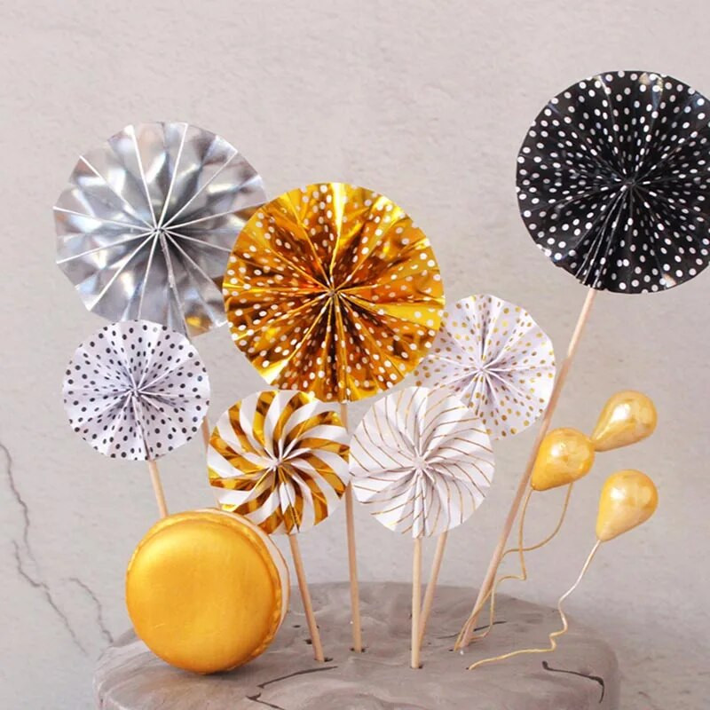 4 tk/partii Mini ventilaatoriga koogipea, paberlipikud, laste sünnipäevapidu, koogitükid, koogitükid, pulmakaunistused.