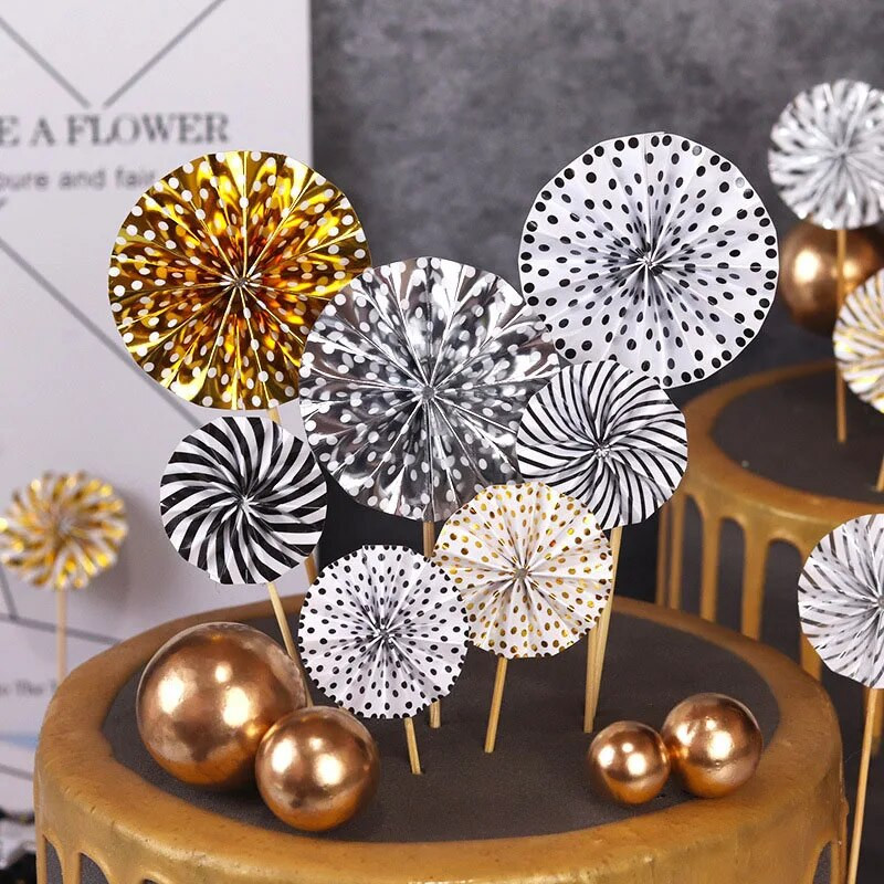 4 tk/partii Mini ventilaatoriga koogipea, paberlipikud, laste sünnipäevapidu, koogitükid, koogitükid, pulmakaunistused.