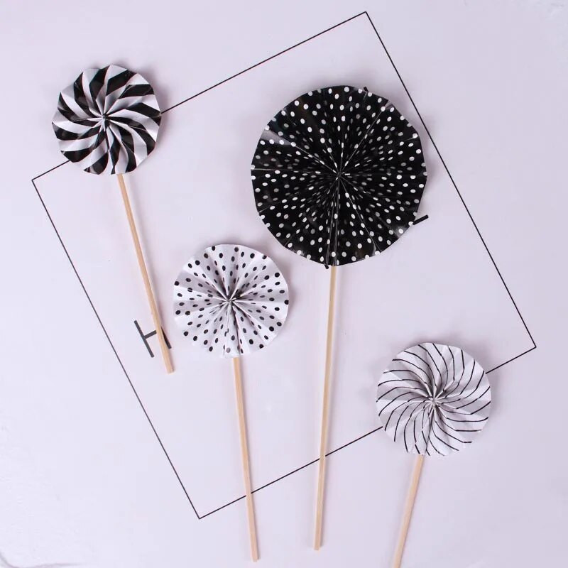 4 tk/partii Mini ventilaatoriga koogipea, paberlipikud, laste sünnipäevapidu, koogitükid, koogitükid, pulmakaunistused.