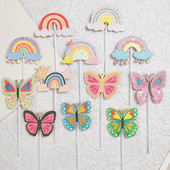 Torditops liblikas vikerkaar päike Palju õnne sünnipäevaks Pulmad Printsess Lastepidu Tassikoogitopsid Baby Shower Küpsetamine Magustoidukaunistus