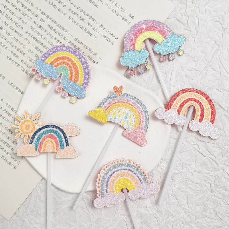 Torditops liblikas vikerkaar päike Palju õnne sünnipäevaks Pulmad Printsess Lastepidu Tassikoogitopsid Baby Shower Küpsetamine Magustoidukaunistus