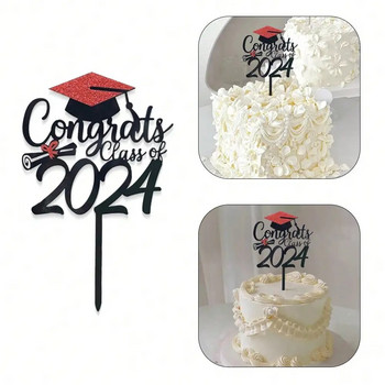 New 11Styles Graduation 2024 Party Cake Toppers Acrylic Congratulations Graduation for Students Graduation Party Cake Decoration