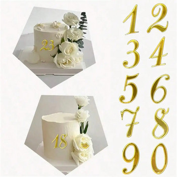 10 бр./компл. акрилни цифри 0-9 топер за торта златни топери Честит рожден ден за декорации на сватбени партита