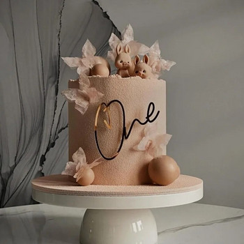 Златна акрилна буква ONE Cake Decoration One Cake Insert Decoration Cake Topper First Birthday One Year Party Decor Supplies