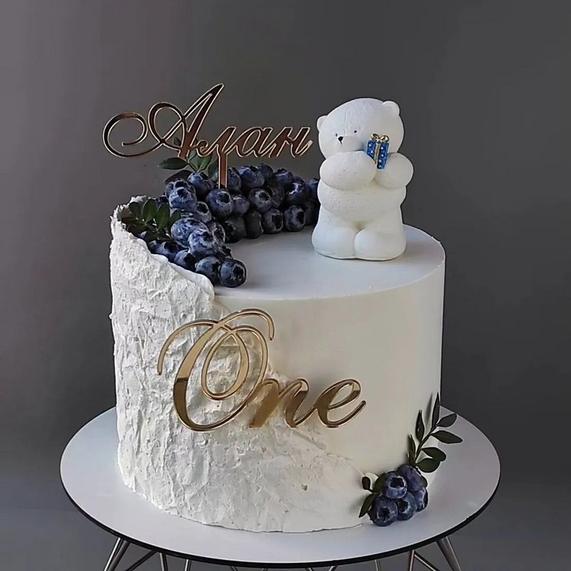 Auksinė akrilo raidė ONE torto puošmena Vienas torto įdėklas Papuošimo torto viršelis Pirmojo gimtadienio vienerių metų vakarėlio dekoravimo reikmenys