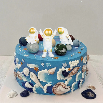 Астронавт Честит рожден ден Декорация на торта Вселена Звезди Rocket Moon Торта астронавт за момче Детски партита