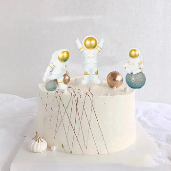 Astronaut Χρόνια πολλά Διακόσμηση τούρτας Universe Stars Rocket Moon Cake astronauta for Boy Children\'s Party Supplies