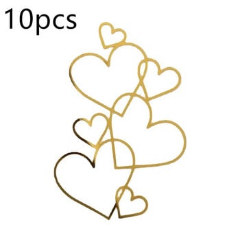 10 бр. Hearts Wedding Party Cake Topper Rose Gold Love Acrylic Happy Birthday Cake Toppers за сватбен подарък Десерт Декорация