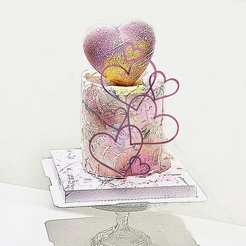10 бр. Hearts Wedding Party Cake Topper Rose Gold Love Acrylic Happy Birthday Cake Toppers за сватбен подарък Десерт Декорация