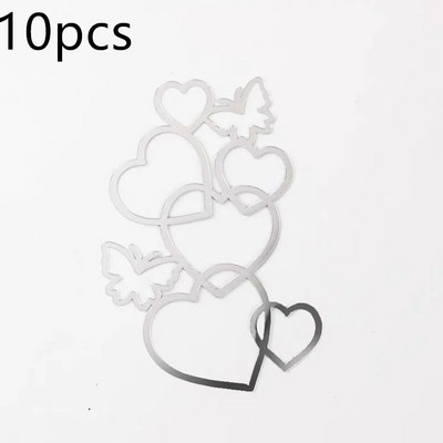 10 vnt. širdelių vestuvinio vakarėlio torto apmušalas rožinis auksinis meilė akrilas su gimtadieniu tortų tvarsčiai, skirti vestuvių dovanoms desertui papuošti