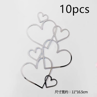 10 vnt. širdelių vestuvinio vakarėlio torto apmušalas rožinis auksinis meilė akrilas su gimtadieniu tortų tvarsčiai, skirti vestuvių dovanoms desertui papuošti