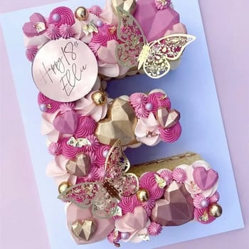 12 бр./компл. Butterfly Cake Topper Златни кухи симулационни пеперуди за сватба Baby Shower Честит рожден ден Декорации за торта