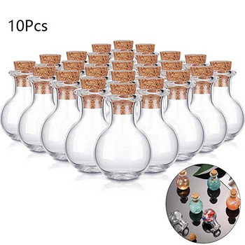 10 БР. Малки стъклени бутилки Миниатюрна бутилка за отвари Мини коркови стъклени флакони Сватба