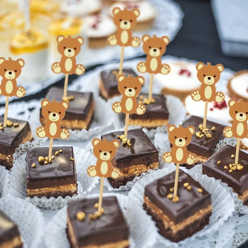 20gb Cute Bear Cupcake Topper Zēns Meitene Dzimšanas dienas Tortes Bērni Daudz Laimes Dzimšanas Dienas Ballīte Kūkas Dekorācijas Mazuļu Dušas DIY piederumi