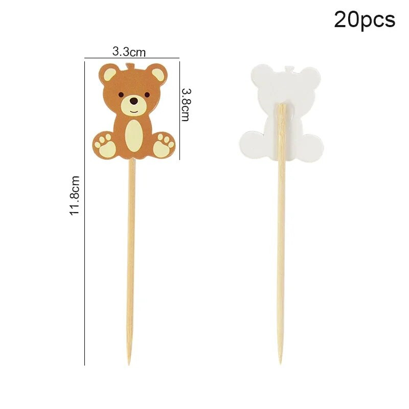 20gb Cute Bear Cupcake Topper Zēns Meitene Dzimšanas dienas Tortes Bērni Daudz Laimes Dzimšanas Dienas Ballīte Kūkas Dekorācijas Mazuļu Dušas DIY piederumi
