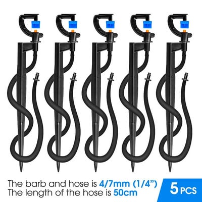 MUCIAKIE 5 KOM Mlaznica za prskanje loma od 180° s raspršivačem za raspršivač za vrtni staklenik od 21 cm za mikro navodnjavanje na otvorenom