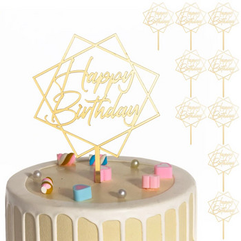【Νέο Σχέδιο】 Πακέτο 10 ΤΕΜ. Χρόνια πολλά ακρυλικό κέικ Διακόσμηση τούρτας γενεθλίων