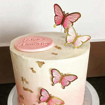 New Butterfly Topper Wedding Cake Paper Butterfly Happy Birthday Cupcake Topper for Wedding Birthday Birthday Cake Topper