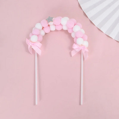 Rainbow Pink Blue Pompom Debesų tortas Vestuvių papuošimai Vaikų gimtadienio šventės vakarėlis „Pasidaryk pats“ torto dekoras Kūdikių dušo reikmenys