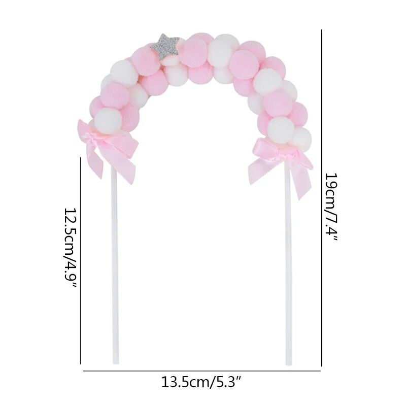 Rainbow Pink Blue Pompom Debesų tortas Vestuvių papuošimai Vaikų gimtadienio šventės vakarėlis „Pasidaryk pats“ torto dekoras Kūdikių dušo reikmenys