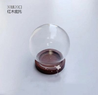 1/2/3X Mini átlátszó, modern kézműves üvegkupola borítású száraz virágváza fa alappal, terep figurákkal Modell bemutató grafikával