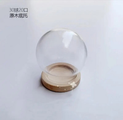 1/2/3X Mini átlátszó, modern kézműves üvegkupola borítású száraz virágváza fa alappal, terep figurákkal Modell bemutató grafikával