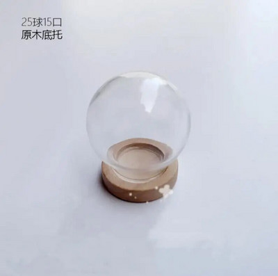 1/2/3X Mini átlátszó, modern kézműves üvegkupola borítású száraz virágváza fa alappal, terep figurákkal Modell bemutató grafikával