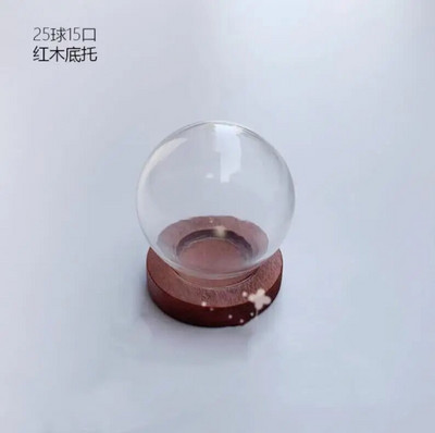 1/2/3X Mini átlátszó, modern kézműves üvegkupola borítású száraz virágváza fa alappal, terep figurákkal Modell bemutató grafikával