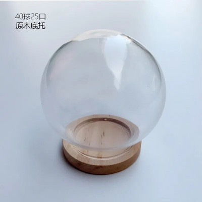 1/2/3X Mini átlátszó, modern kézműves üvegkupola borítású száraz virágváza fa alappal, terep figurákkal Modell bemutató grafikával