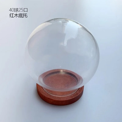 1/2/3X Mini átlátszó, modern kézműves üvegkupola borítású száraz virágváza fa alappal, terep figurákkal Modell bemutató grafikával