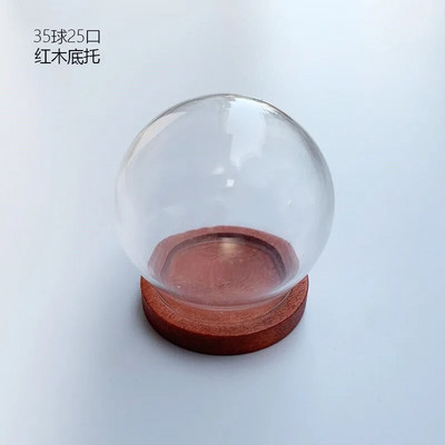 1/2/3X Mini átlátszó, modern kézműves üvegkupola borítású száraz virágváza fa alappal, terep figurákkal Modell bemutató grafikával