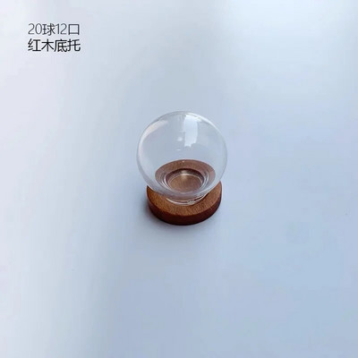 1/2/3X Mini átlátszó, modern kézműves üvegkupola borítású száraz virágváza fa alappal, terep figurákkal Modell bemutató grafikával