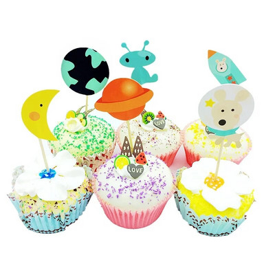 24 PCS Futbolo temos Keksiukų pyragaičių rinkiniai Berniukų gimtadienio vakarėlis Kūdikių vakarėlis Dekoracija Vaisiai Desertas Tortas Dantų krapštukų vėliavėlės