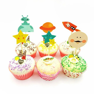 24 PCS Futbolo temos Keksiukų pyragaičių rinkiniai Berniukų gimtadienio vakarėlis Kūdikių vakarėlis Dekoracija Vaisiai Desertas Tortas Dantų krapštukų vėliavėlės