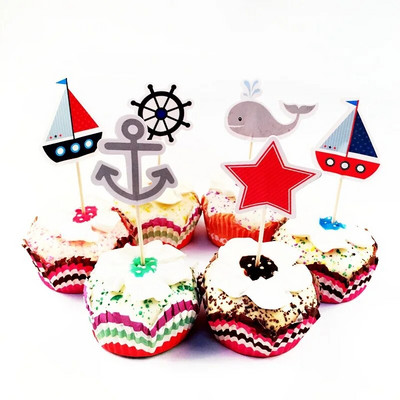 24 PCS Futbolo temos Keksiukų pyragaičių rinkiniai Berniukų gimtadienio vakarėlis Kūdikių vakarėlis Dekoracija Vaisiai Desertas Tortas Dantų krapštukų vėliavėlės