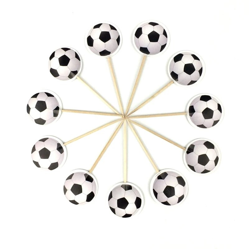 24 PCS Futbolo temos Keksiukų pyragaičių rinkiniai Berniukų gimtadienio vakarėlis Kūdikių vakarėlis Dekoracija Vaisiai Desertas Tortas Dantų krapštukų vėliavėlės