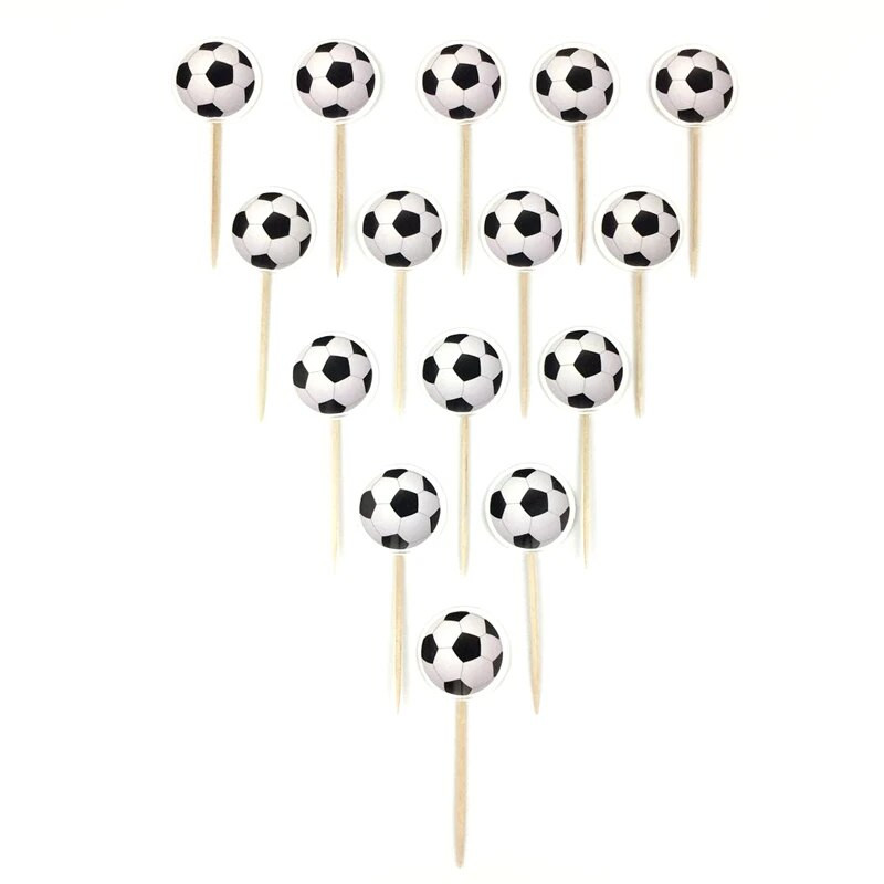 24 PCS Futbolo temos Keksiukų pyragaičių rinkiniai Berniukų gimtadienio vakarėlis Kūdikių vakarėlis Dekoracija Vaisiai Desertas Tortas Dantų krapštukų vėliavėlės