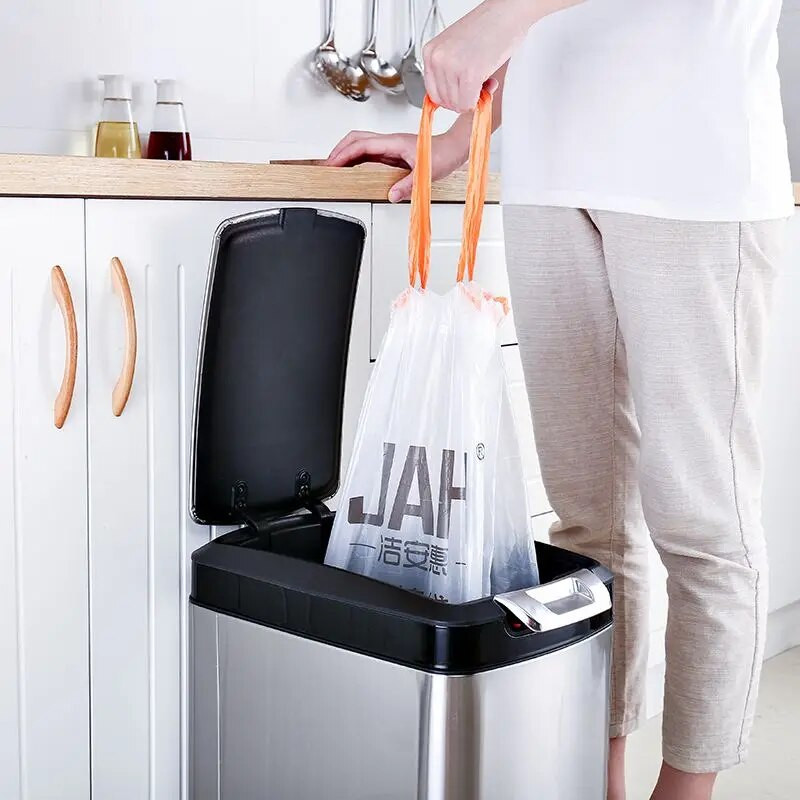 10 kom/rola Vreća za smeće s uzicom Vreća za čišćenje u kućanstvu Zadebljana kuhinjska potrepština Vreće za smeće Dozator za otpad Plastična vrećica