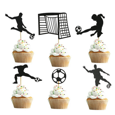 Korvpall Jalgpall Cupcake Topper Sporditeema Palju õnne sünnipäevaks Tordi lipp lastele Poiste sünnipäevapeo tordikaunistustarbed