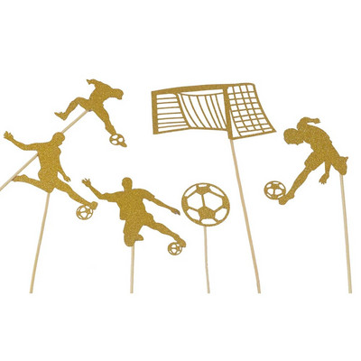 Korvpall Jalgpall Cupcake Topper Sporditeema Palju õnne sünnipäevaks Tordi lipp lastele Poiste sünnipäevapeo tordikaunistustarbed