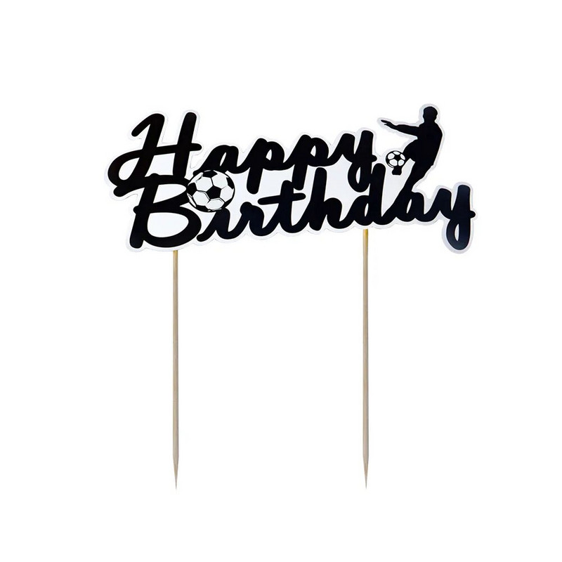 Korvpall Jalgpall Cupcake Topper Sporditeema Palju õnne sünnipäevaks Tordi lipp lastele Poiste sünnipäevapeo tordikaunistustarbed