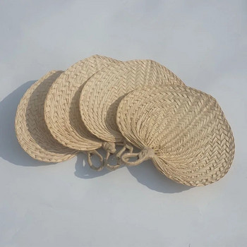 Φυσικό μπαμπού Raffia Hand Fans, Fan Handmade Hand Weaving Fan with Knotted Handle Summer Cooling Supply for Summer Farmhouse