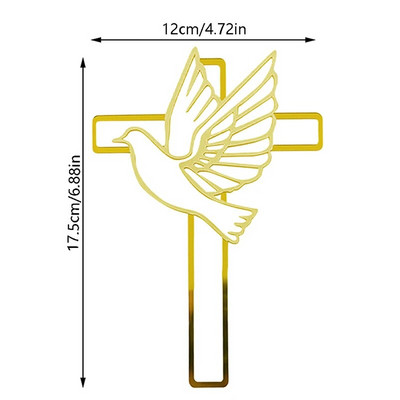 1PC Кръщене Първо причастие Декорация на торта Peace Dove Cake Topper Кръщене Акрилни парти консумативи Инструмент за декориране на торта