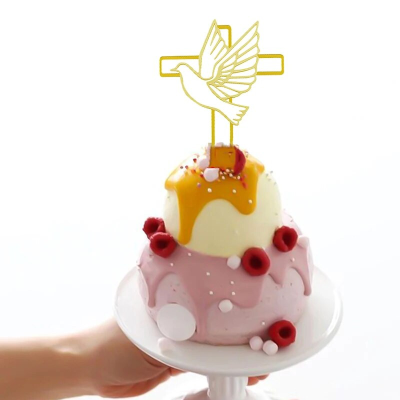 1 tk Ristimise esimese armulauaga koogi kaunistus Peace Dove Cake Topper Ristimine Akrüül Peotarbed Tordi kaunistamise tööriist