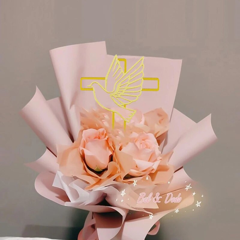 1 tk Ristimise esimese armulauaga koogi kaunistus Peace Dove Cake Topper Ristimine Akrüül Peotarbed Tordi kaunistamise tööriist