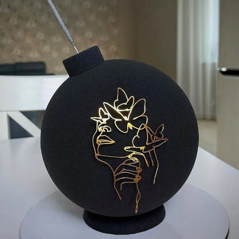 Aur acrilic Artă minimalistă Lady Face Cake Topper Fată La mulți ani Decorare pentru tort Tort de nuntă Toppers pentru petreceri