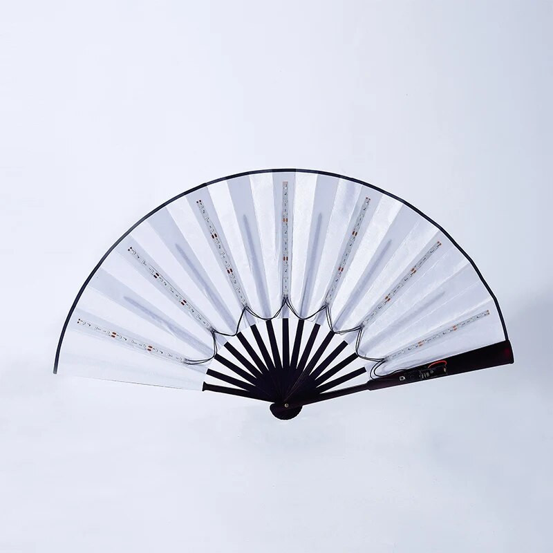 Sulankstomas rankinis ventiliatorius su LED šviesa švytinčiu fluorescenciniu spalvos pasikeitimo ventiliatoriumi naktiniam pasirodymui Dj Bar Club kambario vakarėliui dekoruoti